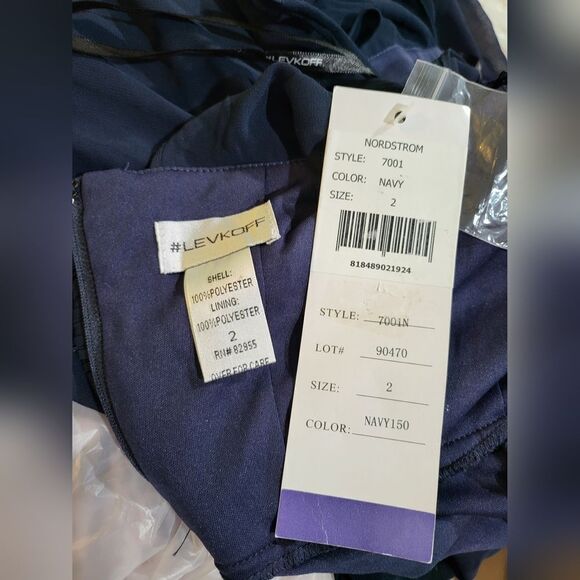 Levkoff 7001 Halter Neck Chiffon A-Line Gown in Navy NWT size 2 - Picture 5 of 5
